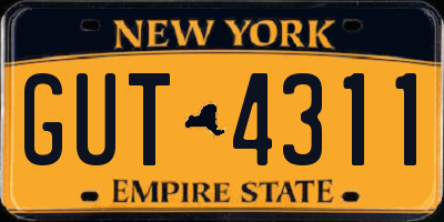 NY license plate GUT4311