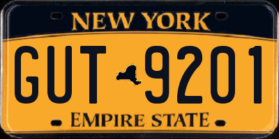NY license plate GUT9201