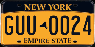 NY license plate GUU0024