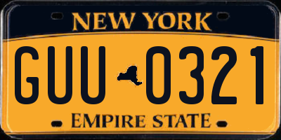 NY license plate GUU0321