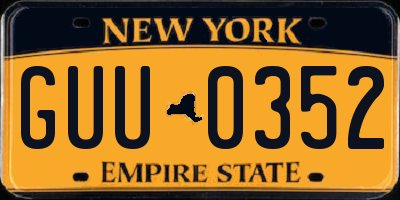 NY license plate GUU0352