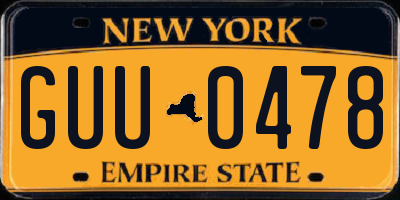 NY license plate GUU0478