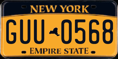 NY license plate GUU0568