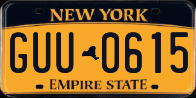 NY license plate GUU0615