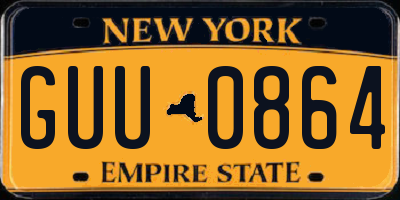 NY license plate GUU0864