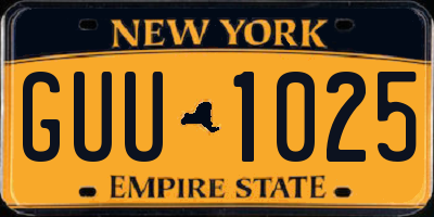 NY license plate GUU1025