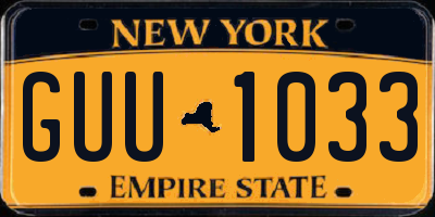 NY license plate GUU1033