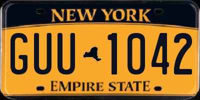 NY license plate GUU1042