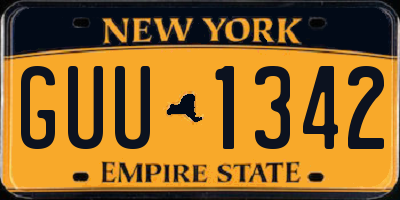NY license plate GUU1342