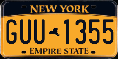 NY license plate GUU1355