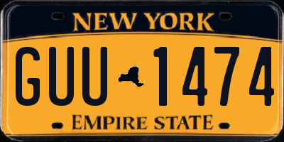 NY license plate GUU1474