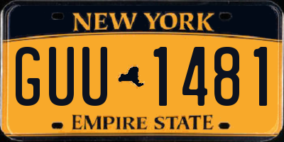 NY license plate GUU1481