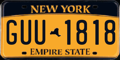 NY license plate GUU1818