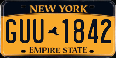 NY license plate GUU1842