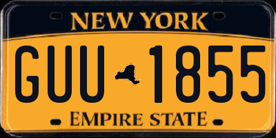 NY license plate GUU1855