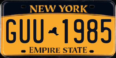NY license plate GUU1985