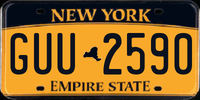 NY license plate GUU2590