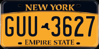 NY license plate GUU3627