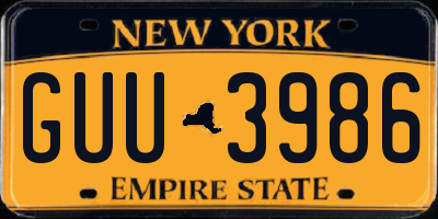 NY license plate GUU3986