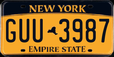 NY license plate GUU3987