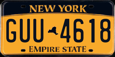 NY license plate GUU4618