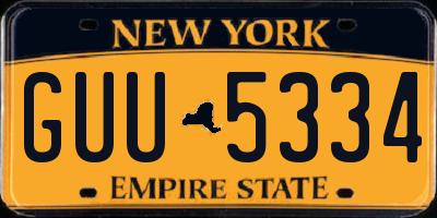 NY license plate GUU5334