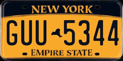 NY license plate GUU5344