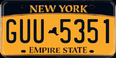 NY license plate GUU5351