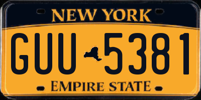 NY license plate GUU5381