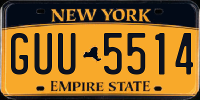 NY license plate GUU5514