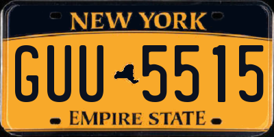 NY license plate GUU5515