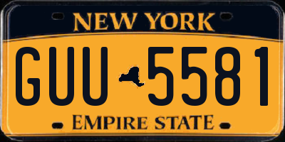 NY license plate GUU5581