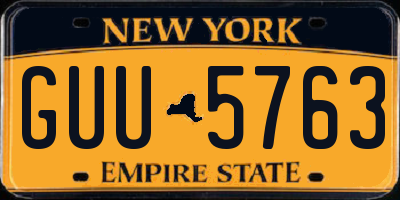 NY license plate GUU5763