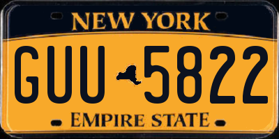 NY license plate GUU5822