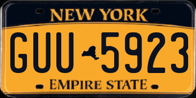NY license plate GUU5923