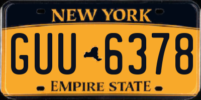 NY license plate GUU6378