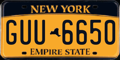 NY license plate GUU6650