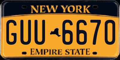 NY license plate GUU6670
