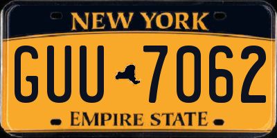 NY license plate GUU7062