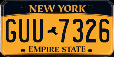 NY license plate GUU7326