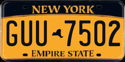 NY license plate GUU7502