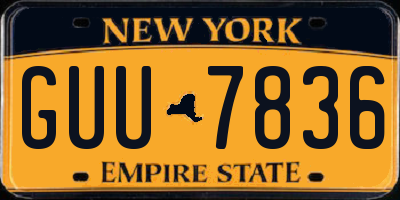 NY license plate GUU7836