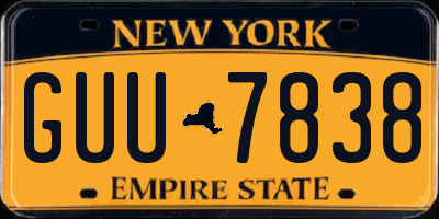 NY license plate GUU7838