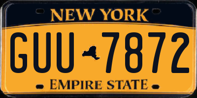 NY license plate GUU7872