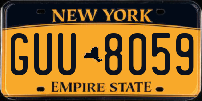 NY license plate GUU8059