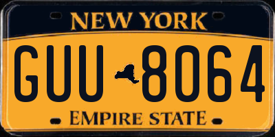 NY license plate GUU8064