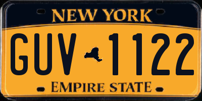 NY license plate GUV1122