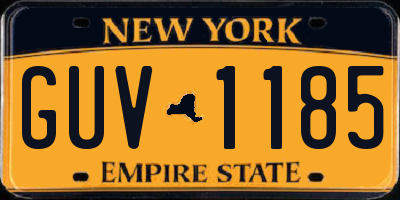 NY license plate GUV1185