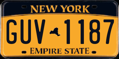 NY license plate GUV1187