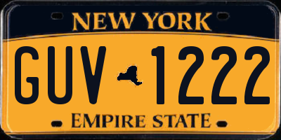 NY license plate GUV1222